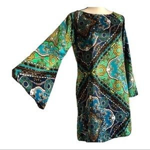 MSK Vintage Psychedelic Paisley Bell Sleeve Dress Size 6